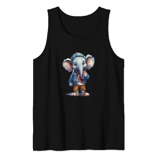 Cute Elephant Cartoon Tank Tops