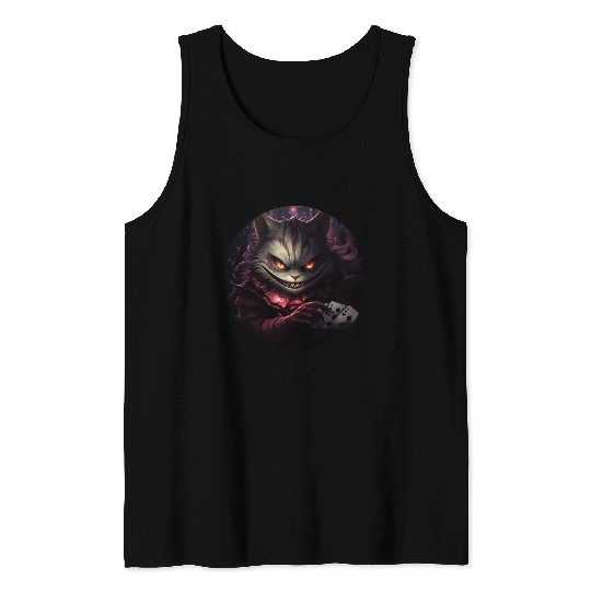 Cheshire Cat Playing Cards Tank Tops