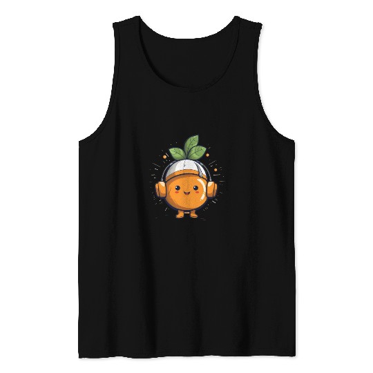 Orange Fruit Fruitarian Funny Cute Party Music Tank Tops