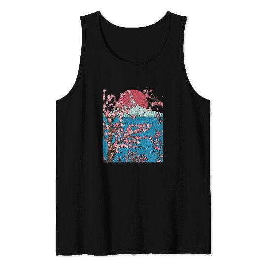 Japan cherry blossom gift sunset sakura Tank Tops