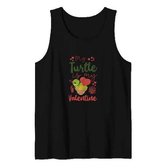 Sea Turtle Tortoise Valentines Day Tank Tops