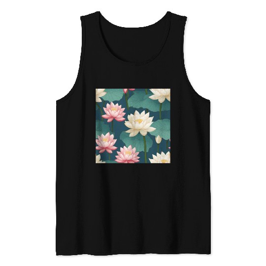 Serenity Blooms: Timeless Lotus Pattern Tank Tops