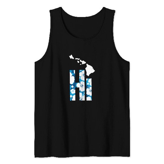 Hawaii Hi Hibiscus Blues Tank Tops