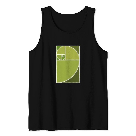 Olive Green Fibonacci Spiral Tank Tops