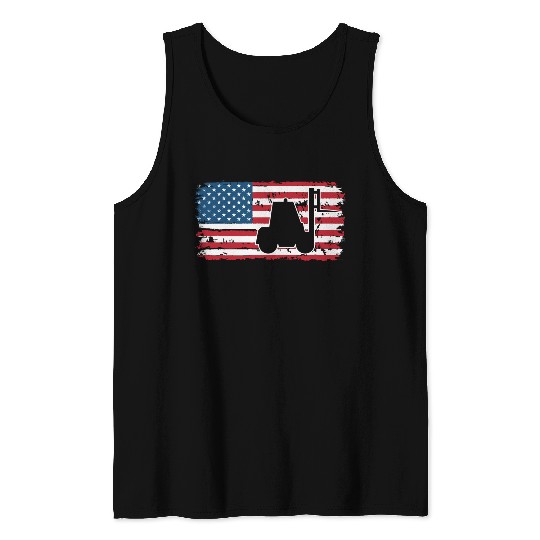 Forklift Driver Usa Flag Tank Tops