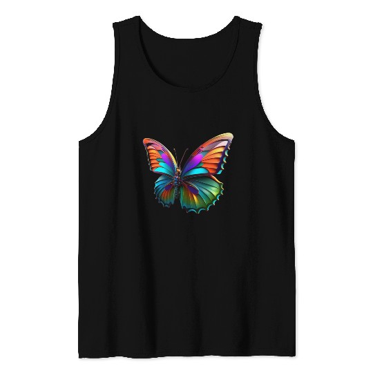 colorful flying butterfly 3d Multicolored wings Tank Tops