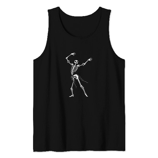 Dancing Skeleton White Tank Tops