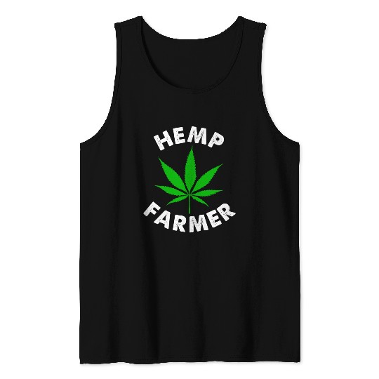 Hemp Farmer Green Leaf Tank Tops