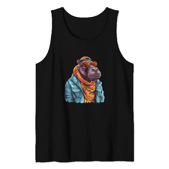 Graffiti Hippo. Heavyweight Strength. Tank Tops