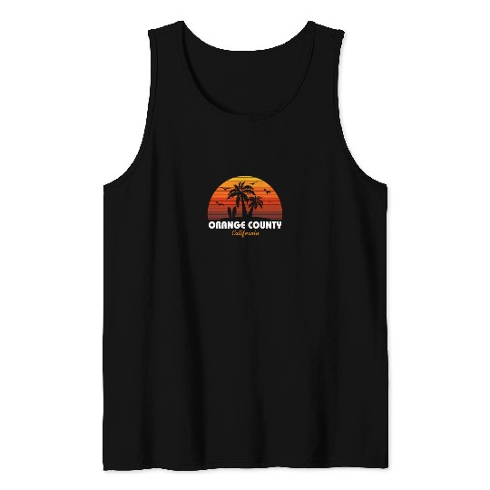 Retro Orange County California Sunset Cool Tank Tops