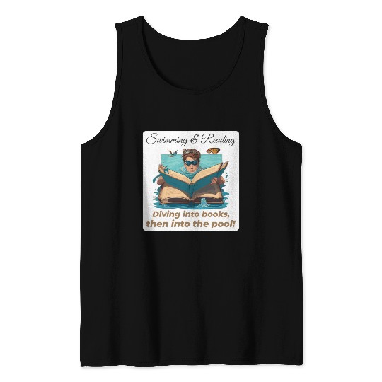 Bookish Splash Swimmer Book Lover Tank Tops