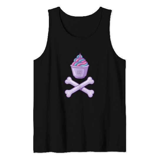 Ice Cream And Bones On Light Colours Tank Tops