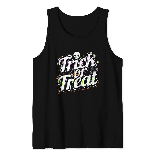 Trick Or Treat Spiderweb Halloween Tank Tops