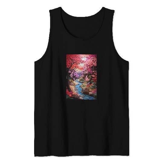 Multi-color Zen Garden river - Japanese Tank Tops