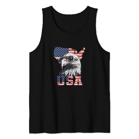 gift idea bald eagle american flag Tank Tops