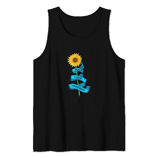Sunflower Peace love freedom Tank Tops