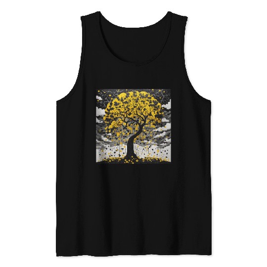 black tree and Wonderful yellow foliage Tank Tops