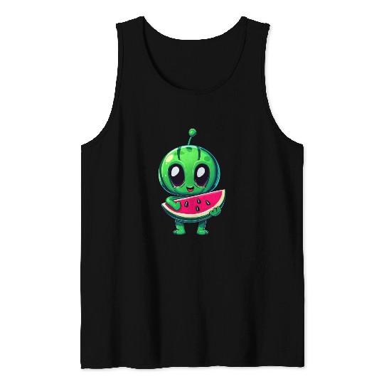Green Alien meets Juicy Watermelon Tank Tops