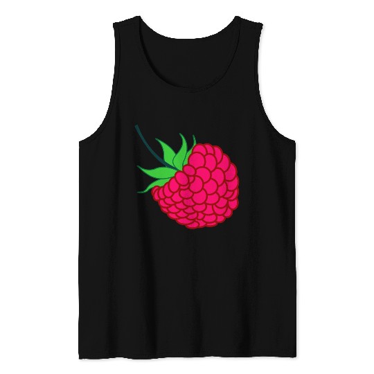 Raspberry red with green leaves Tank Tops
