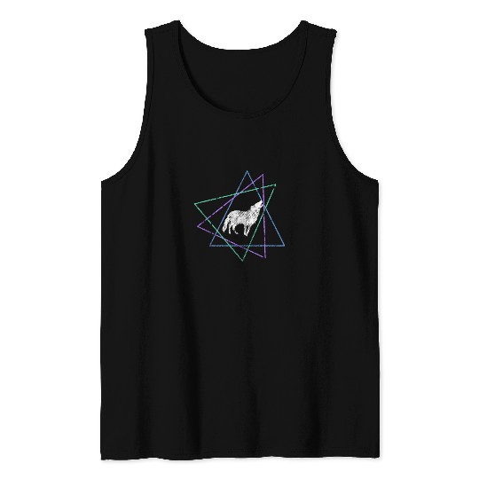 Geometric Howling Wolf Tank Tops