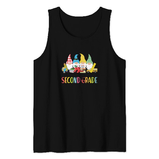 Oh Hey Second Grade Gnomes Student 2nd Grade Back Tank Tops