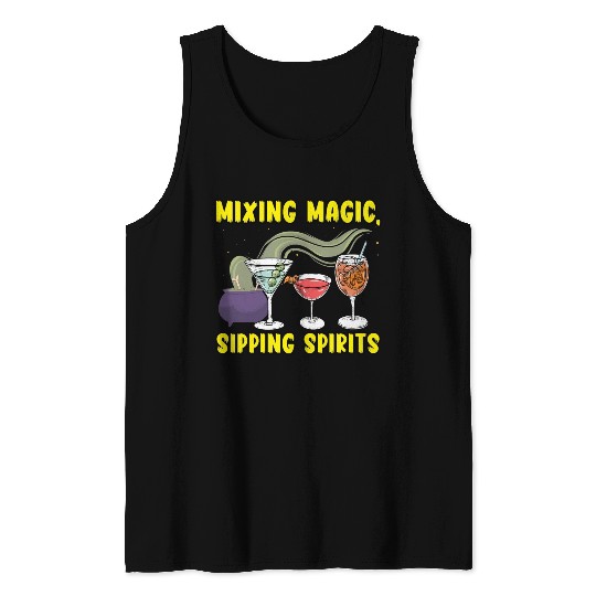 Mixing Magic Sipping Spirits Bartender Halloween Tank Tops
