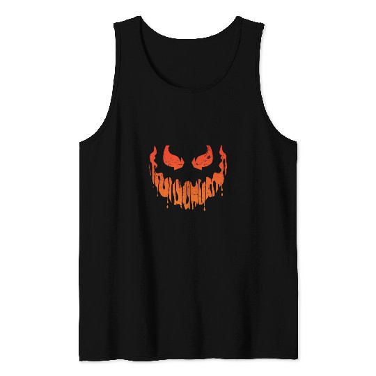 Cool Pumpkin Head Face Creepy Halloween Pumpkin Tank Tops