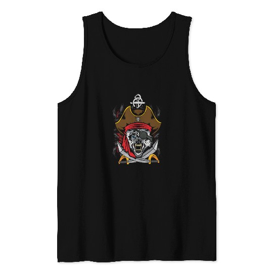 Wolf Jolly Pirate Decor Lazy Halloween Tank Tops