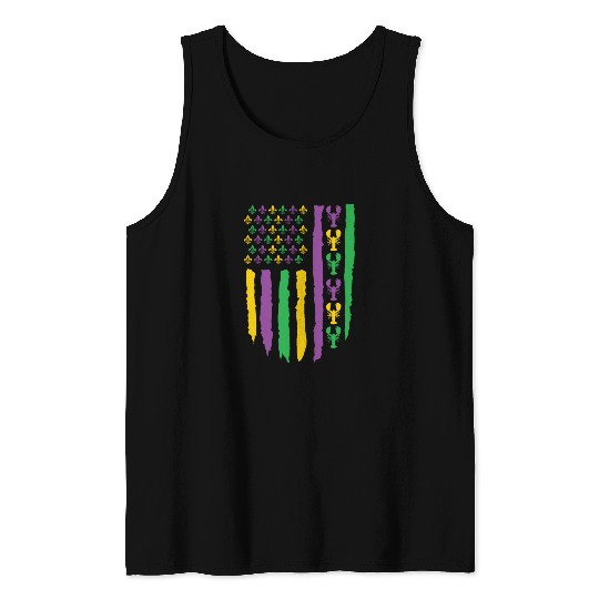 American Flag Lobster Fleur Mardi Gras Tank Tops