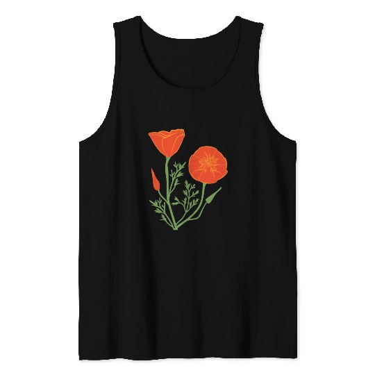 California Poppies on Clear Background Tank Tops