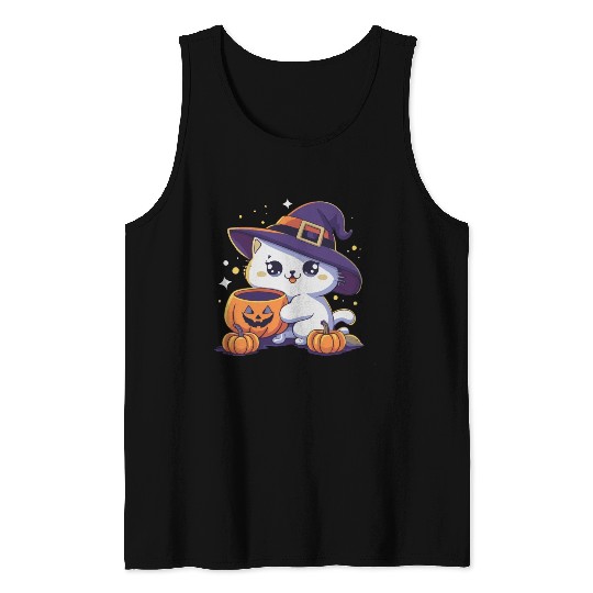 Cute Cat Halloween 3 Tank Tops