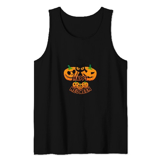 Happy Meoween Black Cat Tank Tops