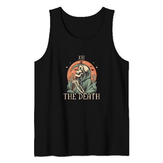 The Death Magic Tarot Skeleton Halloween Tank Tops