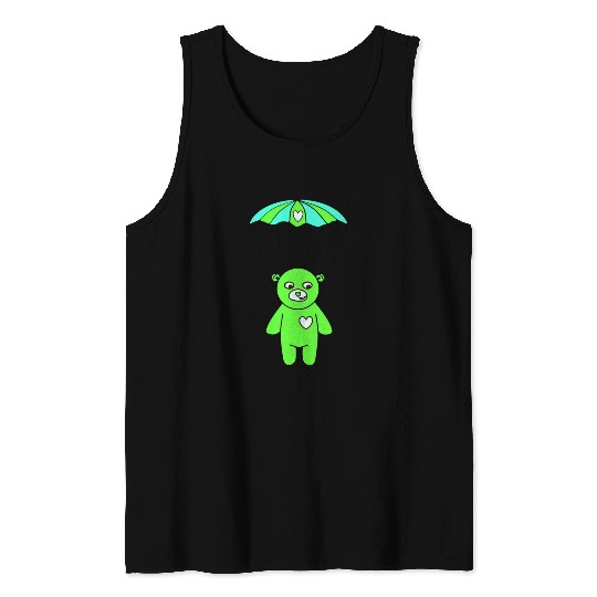 Teddy Bear - The Green Skydiver Tank Tops