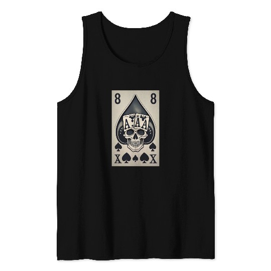 card with skeleton head (halloween design) Tank Tops