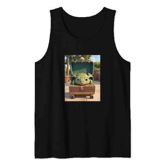 Tortuga grande con caja en jardin Tank Tops
