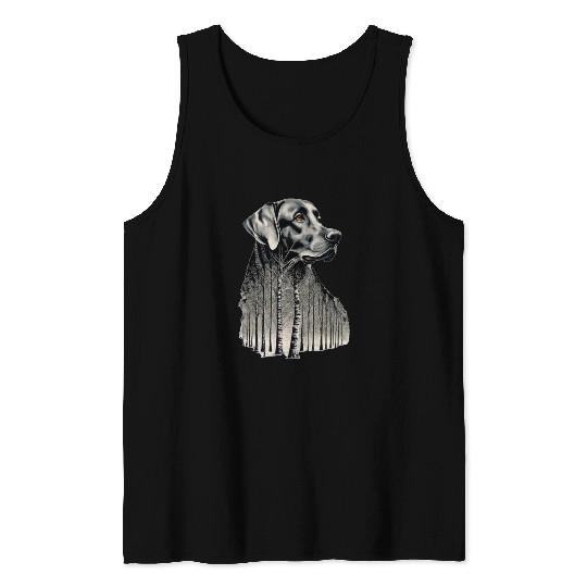 Funny black labrador charcoal drawing Tank Tops