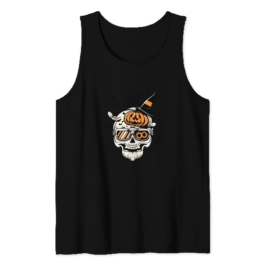Skull Candy Punppkin Halloween Tank Tops