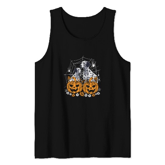 Pumpkin Dalmatian costume on Dalmatian Halloween Tank Tops