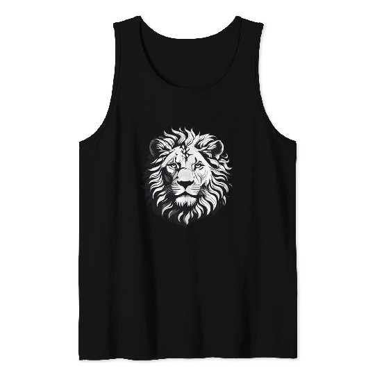 Black and white Lion Tank Tops