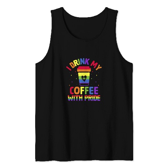 Gay Pride Parade Caffeine LGBTQ Coffee Drinker Tank Tops