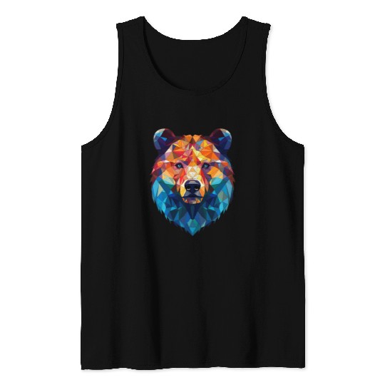 Wild Psychedelic Bear Geometric Vibrant Tank Tops