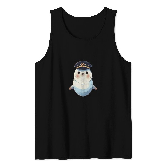 Seal Sailor Cap Boat Captain Cap Boating Seal Tank Tops