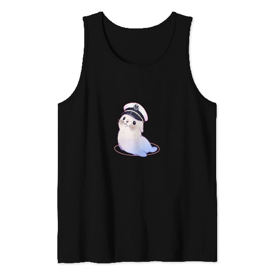 Seal Sailor Cap Boat Captain Cap Boating Seal Tank Tops