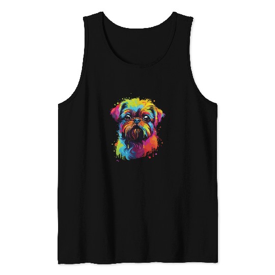 Watercolor Colorful Belgian Dwarf Griffons Tank Tops