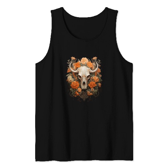 Vintage Bohemian Sugar Skull Bloom Tank Tops