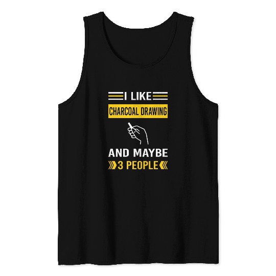 3 People Charcoal Drawing Tank Tops