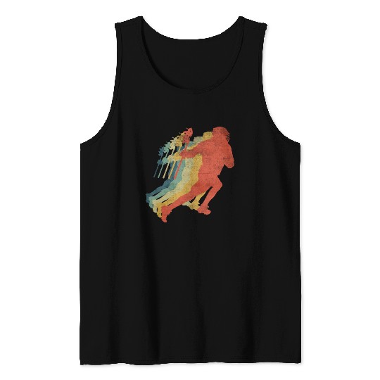 Lacrosse Player Running Retro Vintage Color Tank Tops