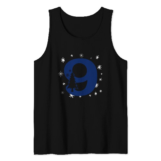 9 White Christmas Stars - Blue Number Nine Tank Tops