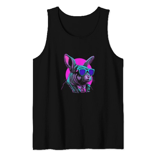 Vaporwave Easter Bunny Tank Tops